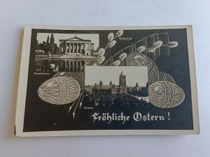 POSTCARD POZNAŃ POSEN THEATER CASTLE, EASTER EGGS, BASE 1940