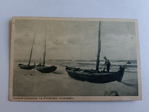 POHLEDNICE RYBÁŘSKÉ LODĚ NA POLSKÉM POBŘEŽÍ, BALT, BALTSKÉ MOŘE, PŘEDVÁLEČNÁ