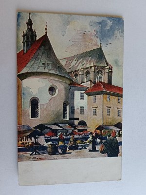 POSTCARD KRAKOW MAŁY RYNEK, FRANCKA, COFFEE, STAMP, STAMP 1928