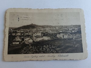 POCZTÓWKA LWÓW OGÓLNY WIDOK, LEMBERG, ZNACZEK, STEMPEL, 1923 R