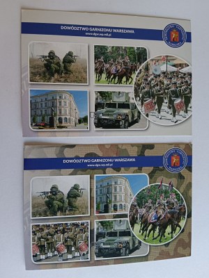 SET OF 2 POSTCARDS WARSAW, GARRISON COMMAND WARSAW, HORSES, ARMY, CAR