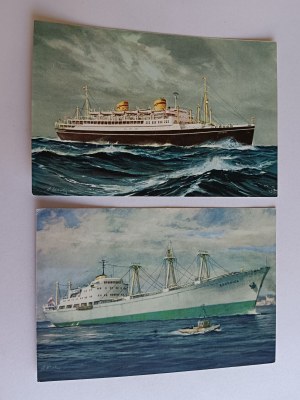 SET OF 2 POSTCARDS SHIP MS BRODNICA, SHIP MS BATORY