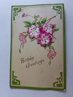 CARTE POSTALE ART FLEURS GAUFRÉES