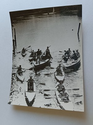 POSTCARD PRL RUCIANE BEFORE SLUICE CANOES