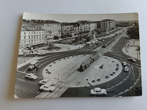 POSTCARD PRL WARSAW TRAFFIC CIRCLE JEROZOLIMSKIE AVENUE NEW WORLD STREET