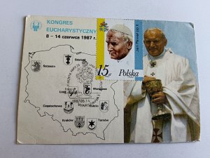 CARTE POSTALE PAPE JAN PAWEŁ II 1987, TIMBRE