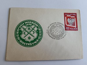 KOPERTA, ZNACZEK KOSTRZYN, PIECZĄTKA