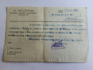 PREPAID PIMO OF THE COMMISSION HOUSE H. HEUMANN KRAKOW 1917 YEAR SENT TO RZESZÓW