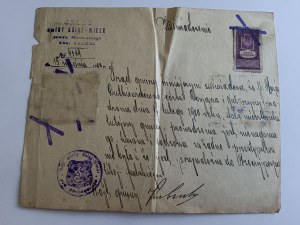 ZAŚWIADCZENIE GMINY URZĄD KSIĄŻ WIELKI POW. MIECHÓW KIELCE 1922, STAMP, STAMP DUTY 100 MARKS