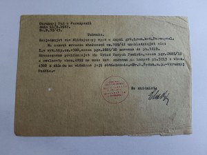 CERTIFICATE COURT PRZEMYŚL GENERAL GUBERNIA 1943 YEAR UKRAINIAN LANGUAGE, STAMP