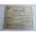 METRIC WEDDING CERTIFICATE MOSCOW 1918, ISSUED 1920, STAMPS SIGNATURE