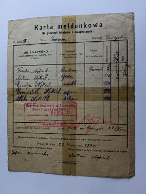 CARTE D'IMMATRICULATION PRZEMYSL 1930, CACHET, SIGNATURES