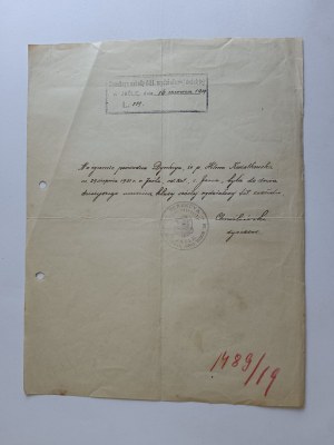 CERTIFICATE OF COMPULSORY EDUCATION JASLO, 1919, STAMPS, SIGNATURE
