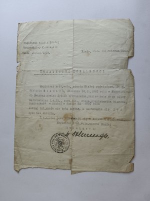 CERTIFICATE OF MORALITY 1929, WHITE, STAMP, SIGNATURE
