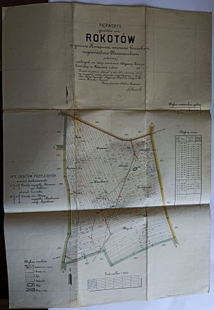 MAPPA CATASTALE DEL VILLAGGIO DI ROKOTÓW COMUNE DI KONOPNICA CONTEA DI ŁOWICKI, DISTRETTO DI VARSAVIA GEOMETRA SENIOR STANISŁAW NOWIŃSKI 1925