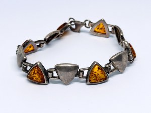 Silver bracelet with amber