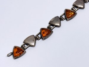 Silver bracelet with amber