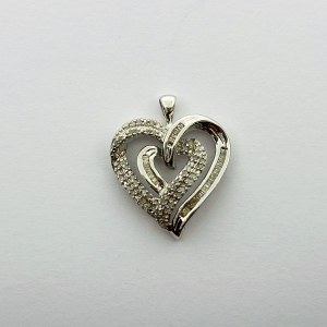 Pendentif cœur en argent avec diamants env. 0,50 ct