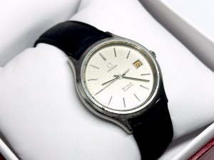 Omega De Ville Quartz men's watch orange date 35 mm.