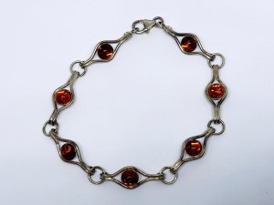 Silver bracelet with amber