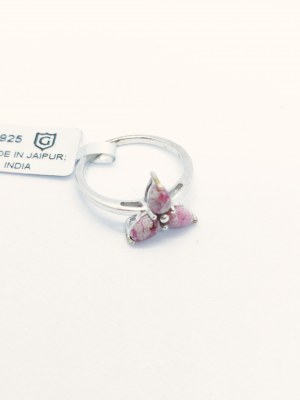 Ring with 3 1.260 ct bixbites, 925 silver, Gemporia certificate