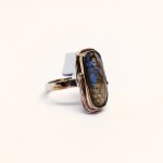 Silver ring with natural labradorite