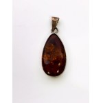 Silver pendant with amber