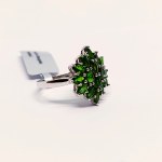 Silver ring with natural Russian diopsides