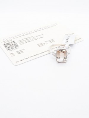 Ring with smoky quartz 7.22 ct, white topaz 0.25 ct , 925 silver, Gemporia certificate