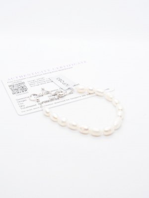 Bracelet of cultured freshwater pearls 6 mm, silver 925, Gemporia certificate