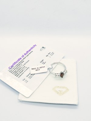 Ring with garnet 1.26, white topazes 0.92ct, 925 silver, RocksTV certificate