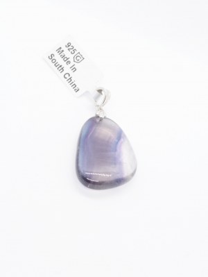 Pendant with rainbow fluorite 45 ct, 925 silver, Gemporia certificate