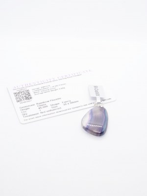 Pendant with rainbow fluorite 45 ct, 925 silver, Gemporia certificate