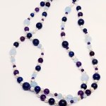 Silver necklace with natural Kaori cultured pearls, amethyst, aquamarine and lapis lazuli