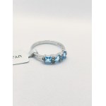 Ring with 3 blue topazes 1.180 ct and 8 white topazes 0.080 ct , 925 silver, certified by RocksTV