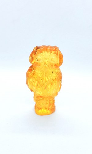 Hand-carved Baltic amber owl figurine