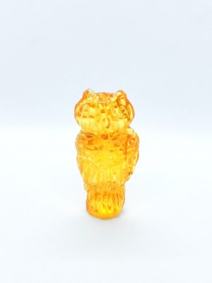 Hand-carved Baltic amber owl figurine
