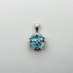 Silver Pendant with White and Blue Topazes