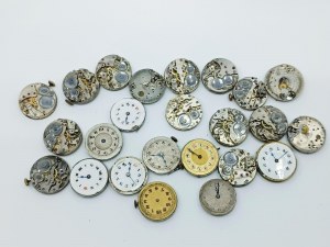 Set of about 24 mechanisms for men's wristwatches