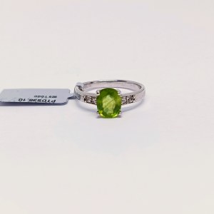 Demantoid and White Topaz Ring, 925 Silver