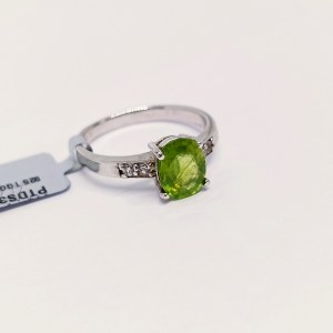 Demantoid and White Topaz Ring, 925 Silver