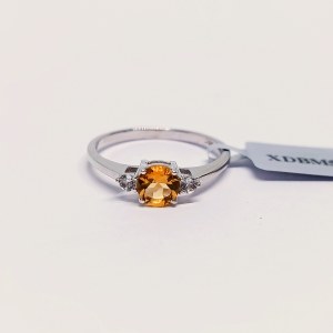 Ring with Citrine and White Topazes, 925 Silver