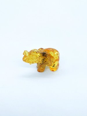 Hand carved transparent natural Baltic amber elephant figurine