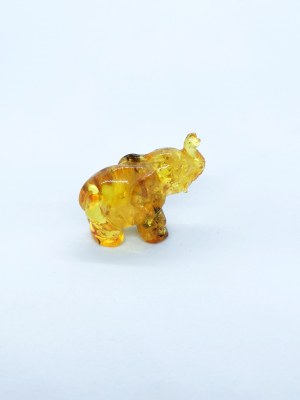 Hand carved transparent natural Baltic amber elephant figurine