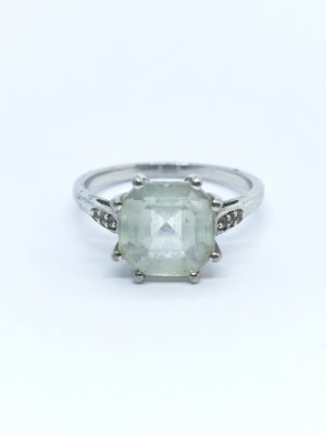 Ring with Prasiolite and Topazes, 925 Silver, Gemporia