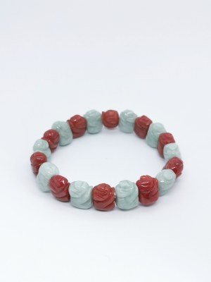 Gemporia carved Burmese jade bracelet