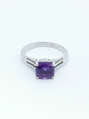 Ring with Amethyst and Topazes, 925 Silver, Gemporia