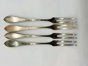 Set of 4 silver-plated meat forks