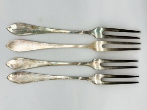 Set of 4 silver-plated meat forks