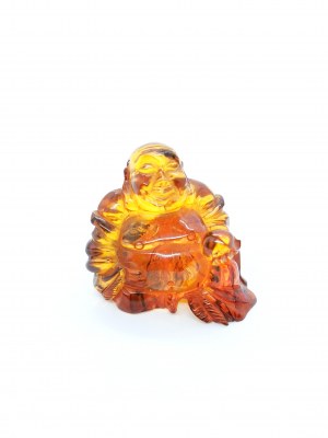 Hand-carved transparent Buddha figurine made of natural Baltic amber